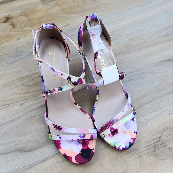 🩵NWOB Dream Pairs Gigi Floral Strappy Heels Size 7.5 - Picture 5 of 15